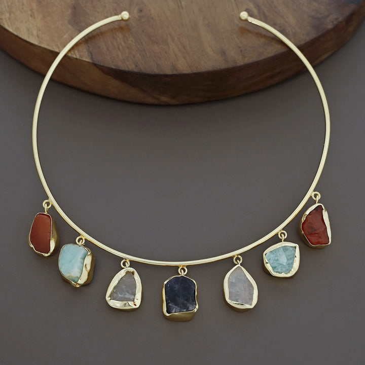 Golden 7 Raw Stone Neck Cuff