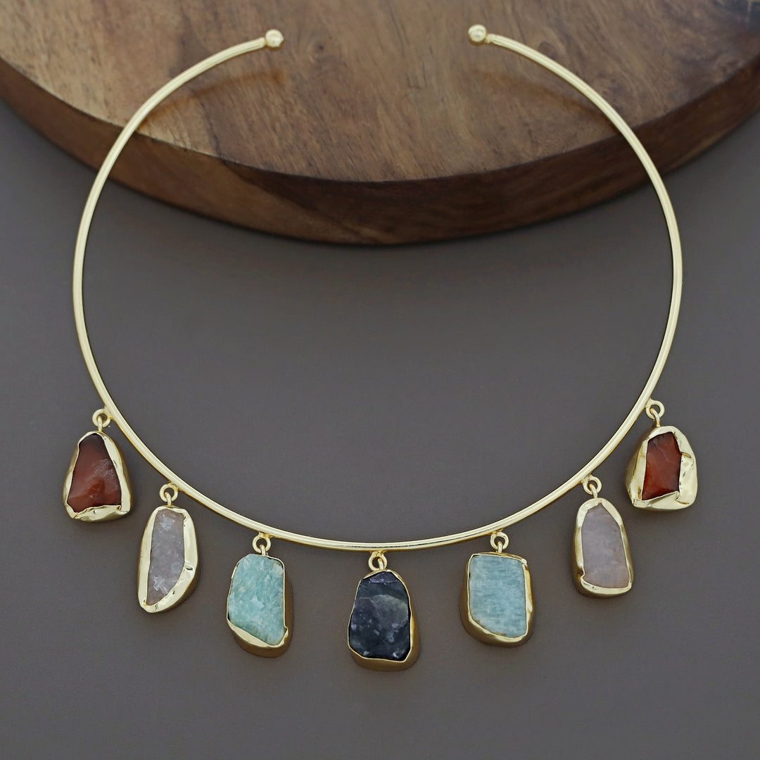 Golden 7 Raw Stone Neck Cuff