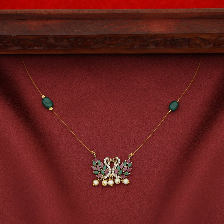 Ivanshi Dual Mayura Pearl Beaded String Neckpiece