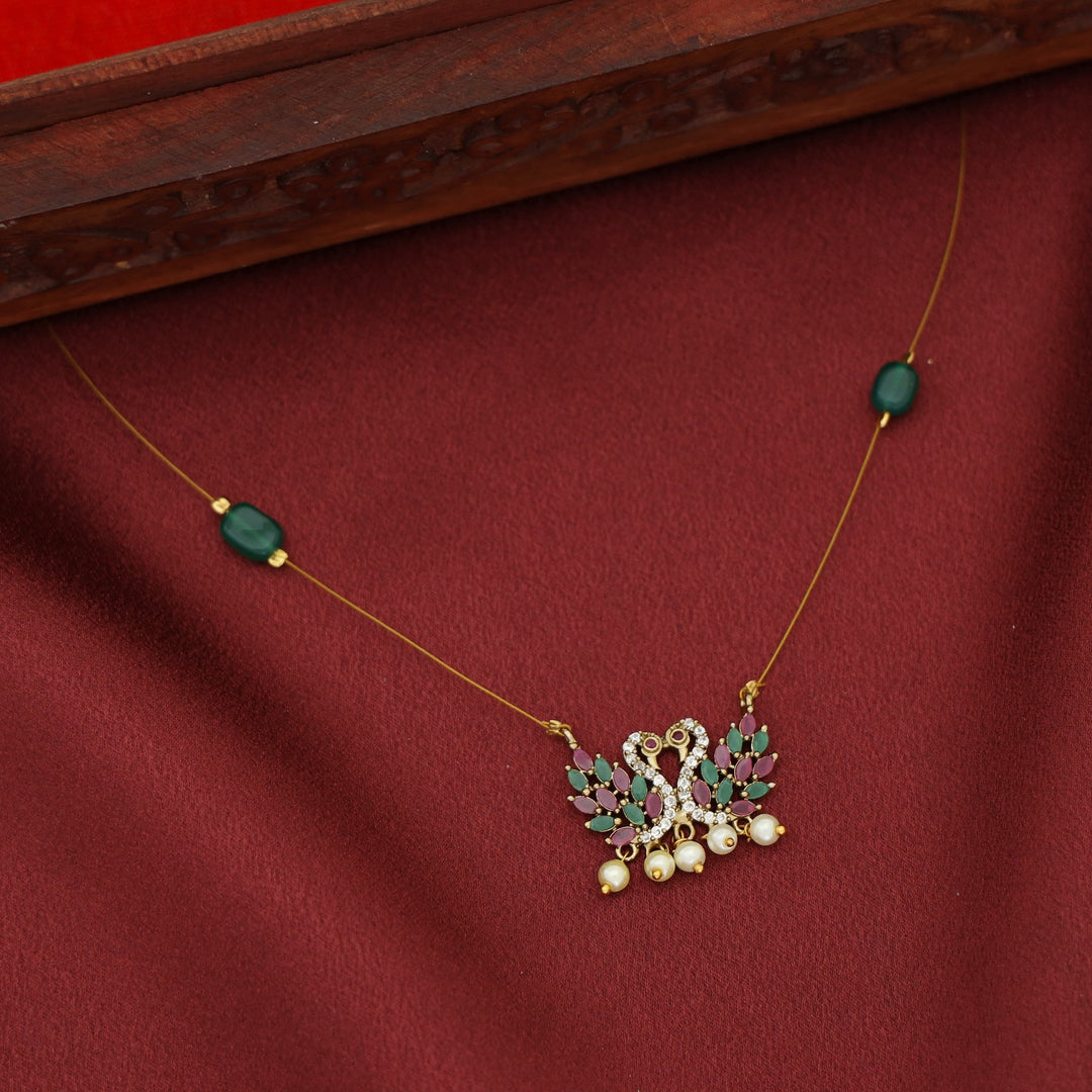 Ivanshi Dual Mayura Pearl Beaded String Neckpiece