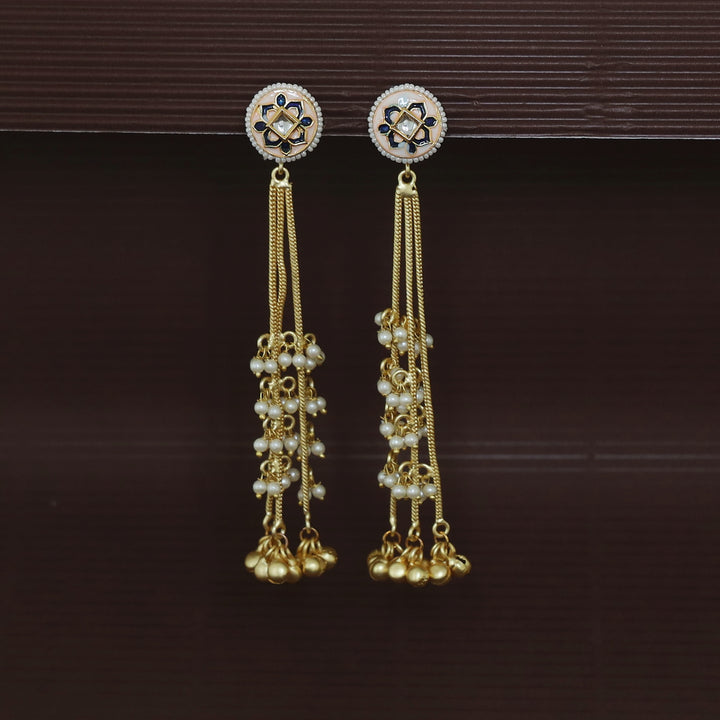 Inderpal Circle Tri Pearl Hanging Ghunguroo Kashmiri Earring