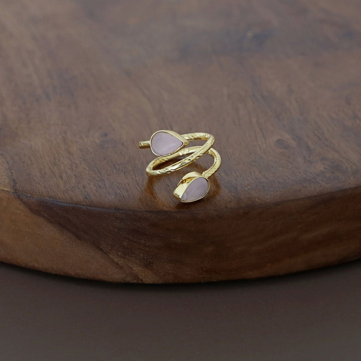 Golden Spiral Due Drop Glossy Ring