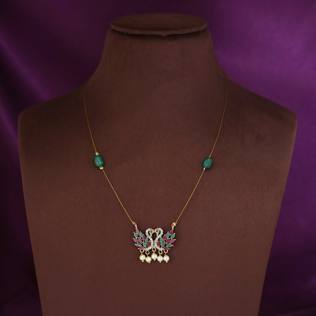 Ivanshi Dual Mayura Pearl Beaded String Neckpiece