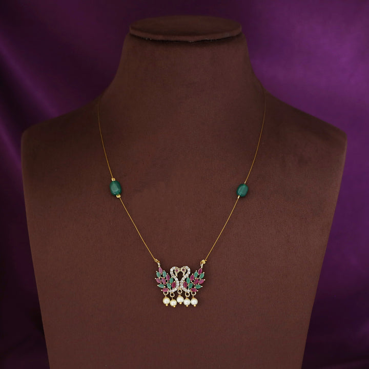 Ivanshi Dual Mayura Pearl Beaded String Neckpiece