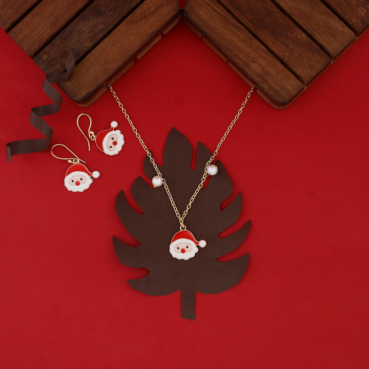 X'mas Charm Single Pendant + Pearl Neckpiece With Drop