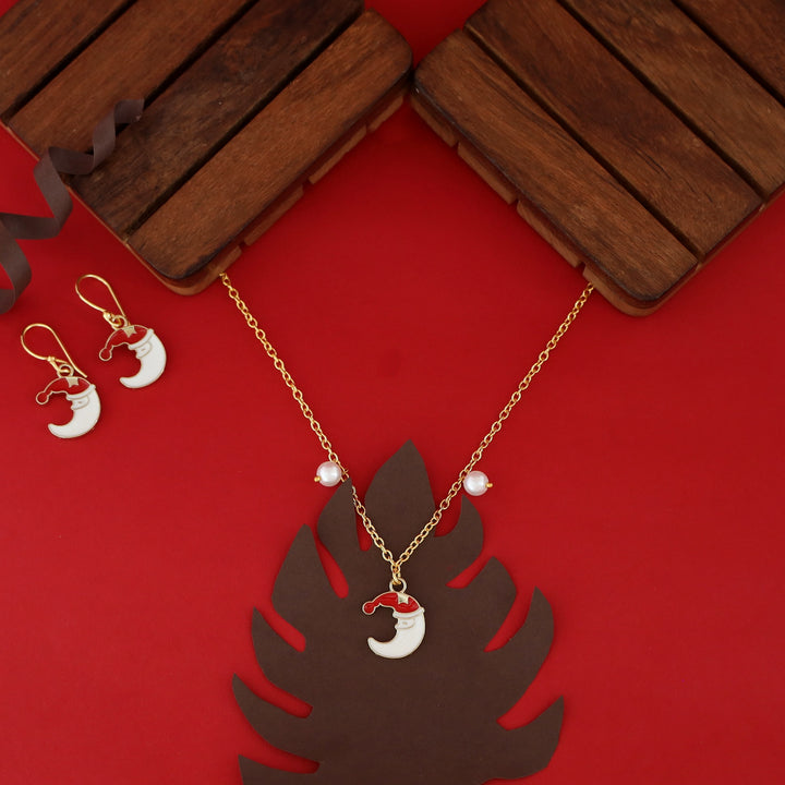 X'mas Charm Single Pendant + Pearl Neckpiece With Drop