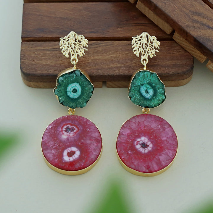 Golden Rootsa Solar Agate Earring