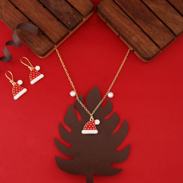 X'mas Charm Single Pendant + Pearl Neckpiece With Drop