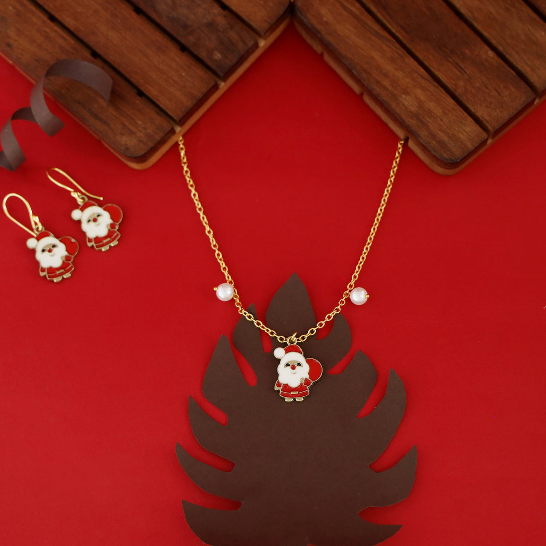 X'mas Charm Single Pendant + Pearl Neckpiece With Drop