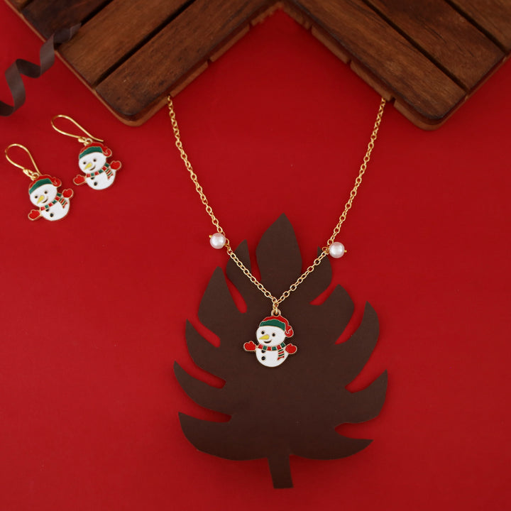 X'mas Charm Single Pendant + Pearl Neckpiece With Drop