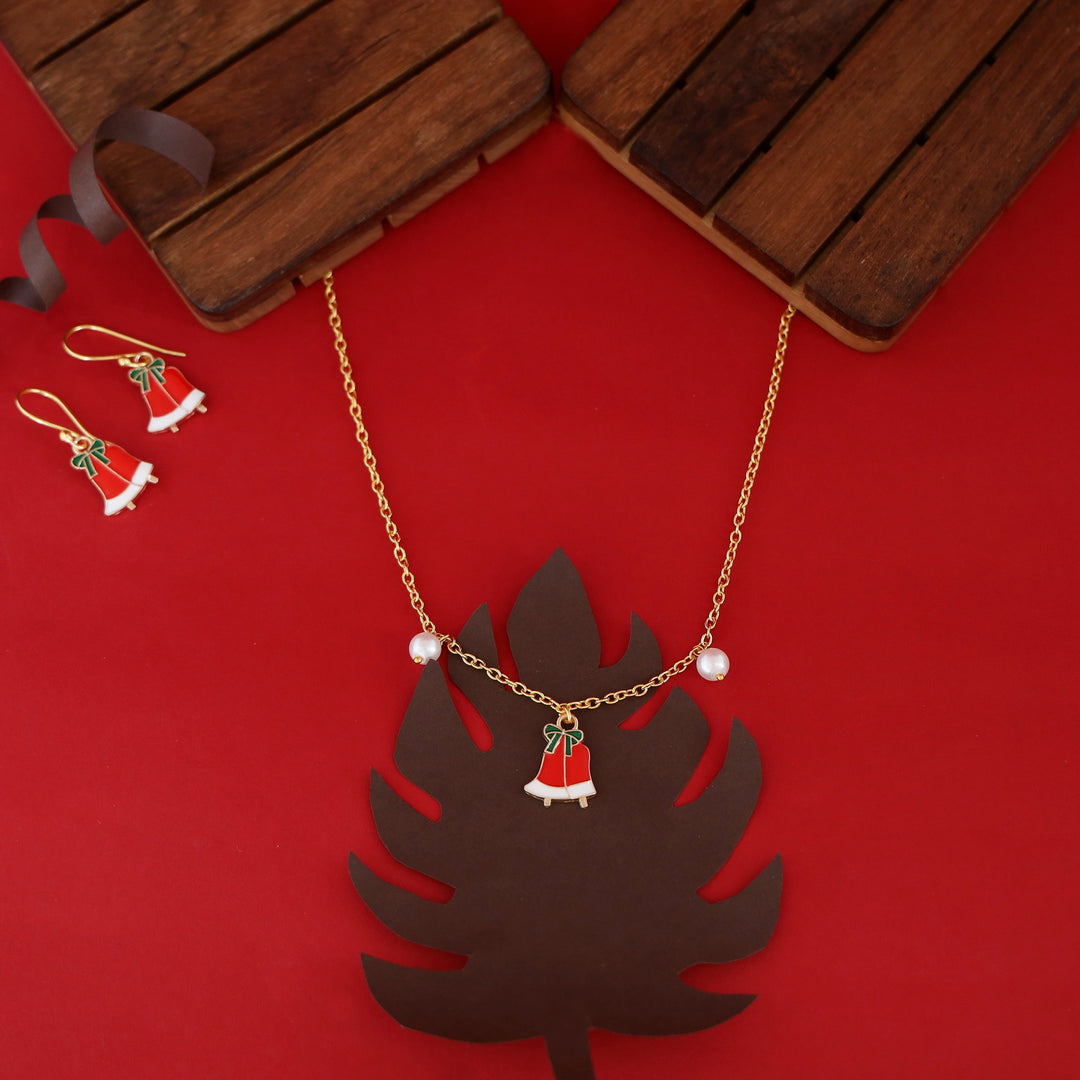 X'mas Charm Single Pendant + Pearl Neckpiece With Drop