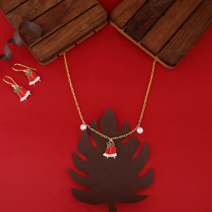 X'mas Charm Single Pendant + Pearl Neckpiece With Drop