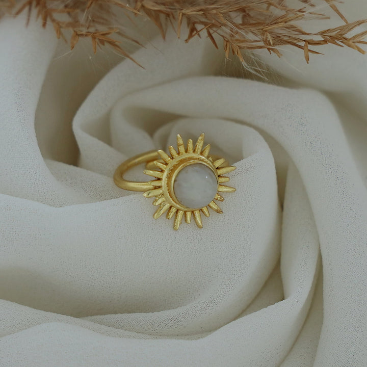 Jyoti Golden Sun Circle Stone Ring