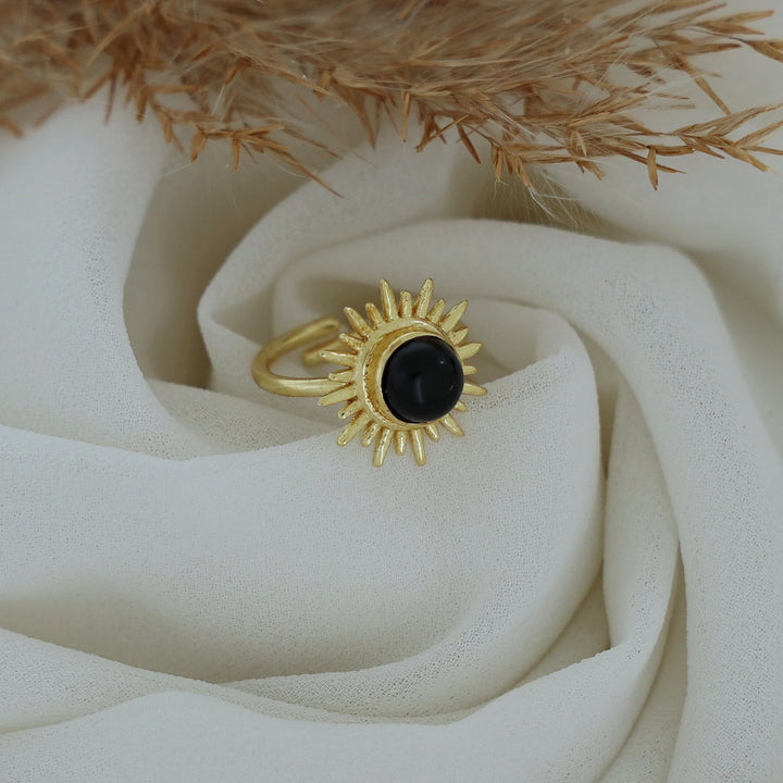 Jyoti Golden Sun Circle Stone Ring