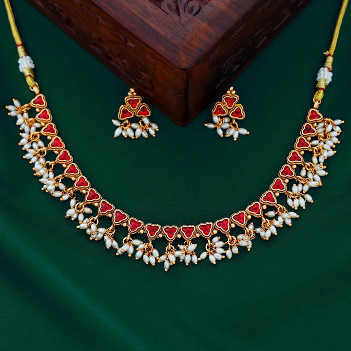 Triveni Pearl Neckpiece with Earring