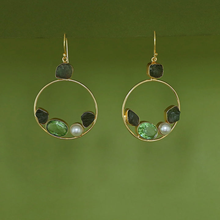 Savya Raw Stone Circle Pearl Glossy Drop