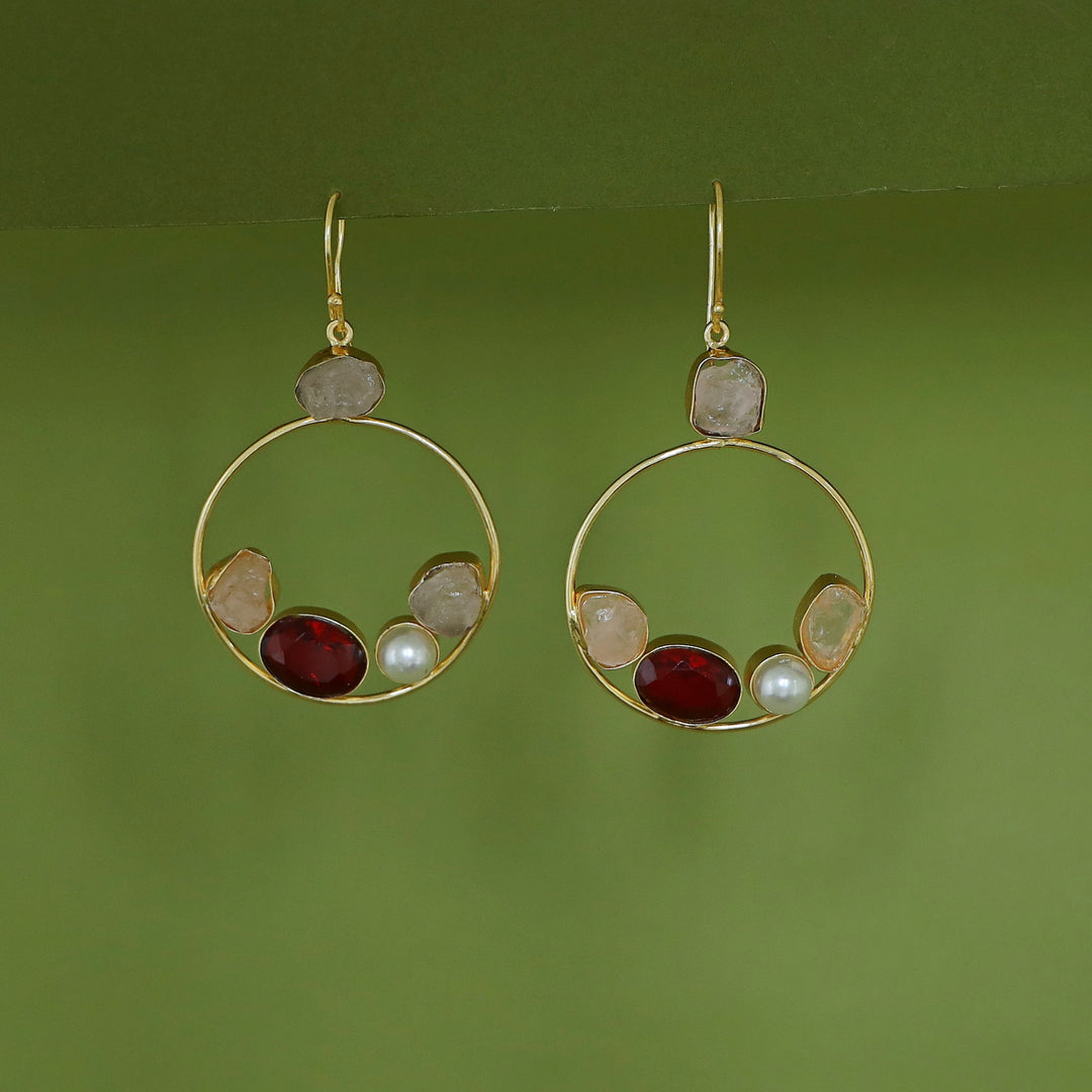 Savya Raw Stone Circle Pearl Glossy Drop