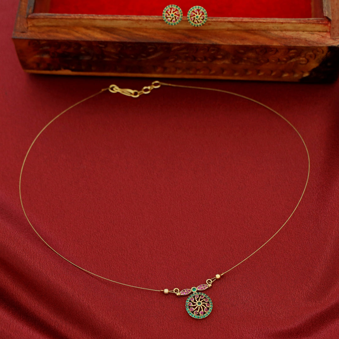 Mudra Circle String Neckpiece With Stud