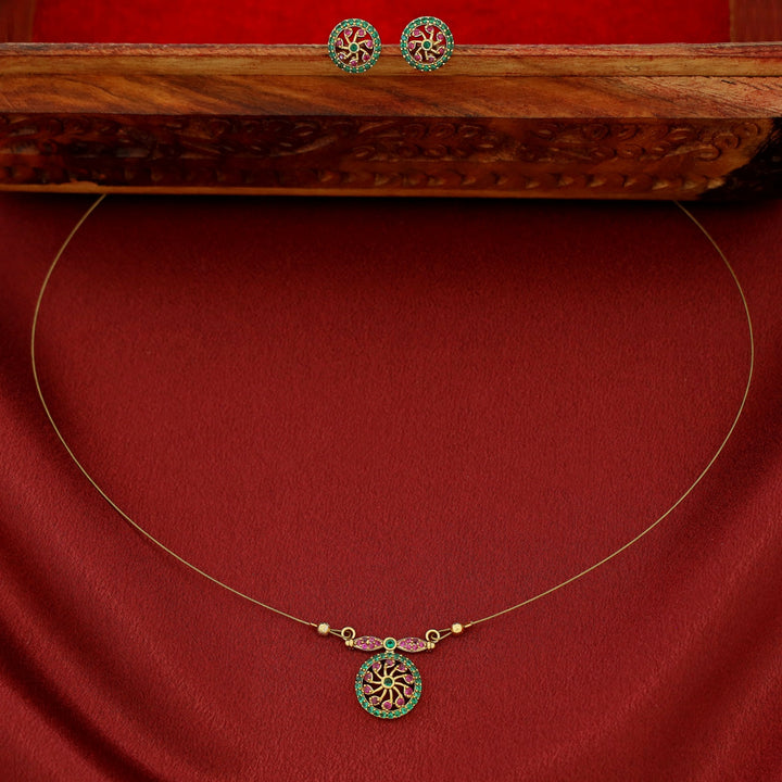 Mudra Circle String Neckpiece With Stud