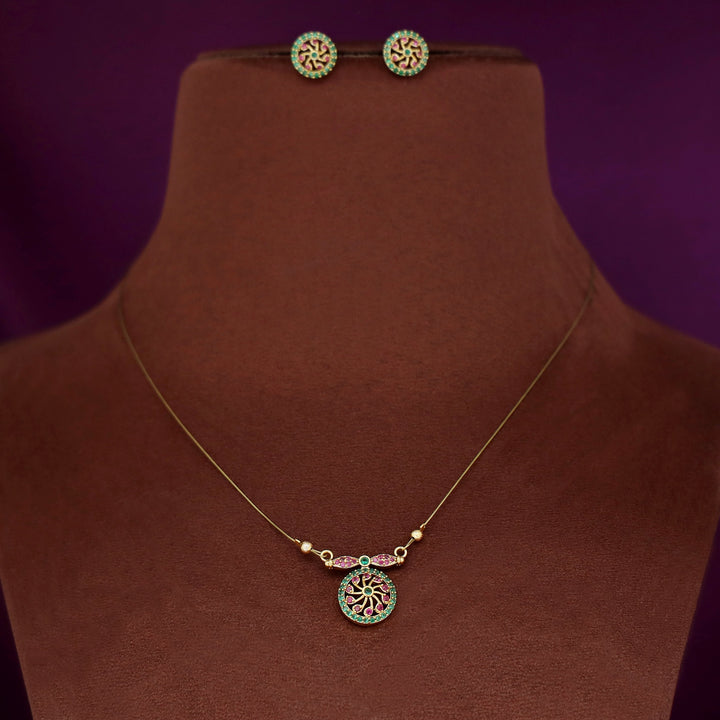 Mudra Circle String Neckpiece With Stud