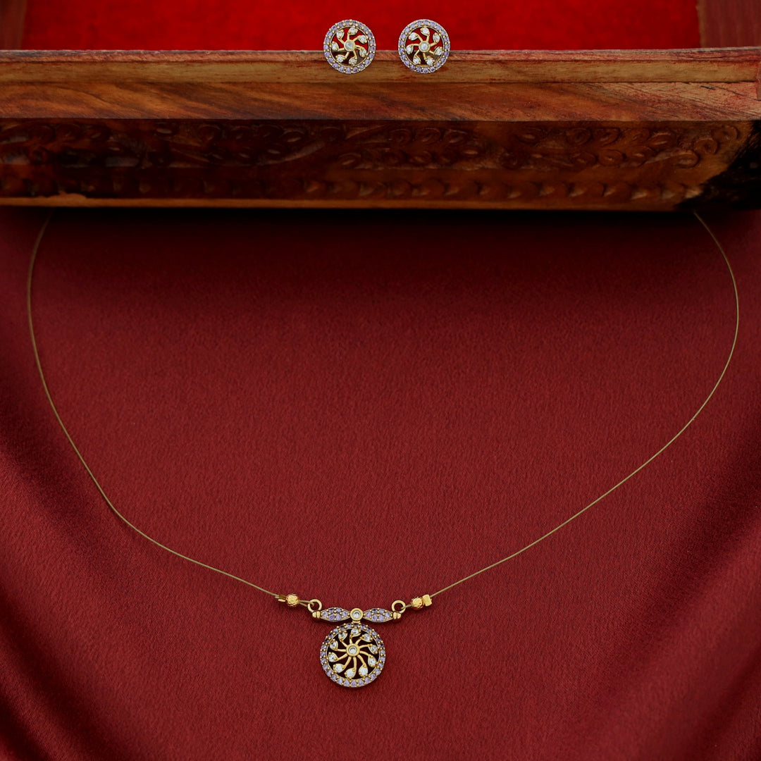 Mudra Circle String Neckpiece With Stud