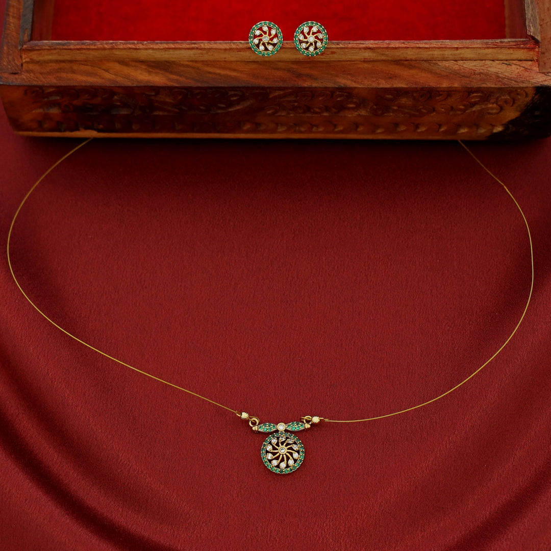 Mudra Circle String Neckpiece With Stud