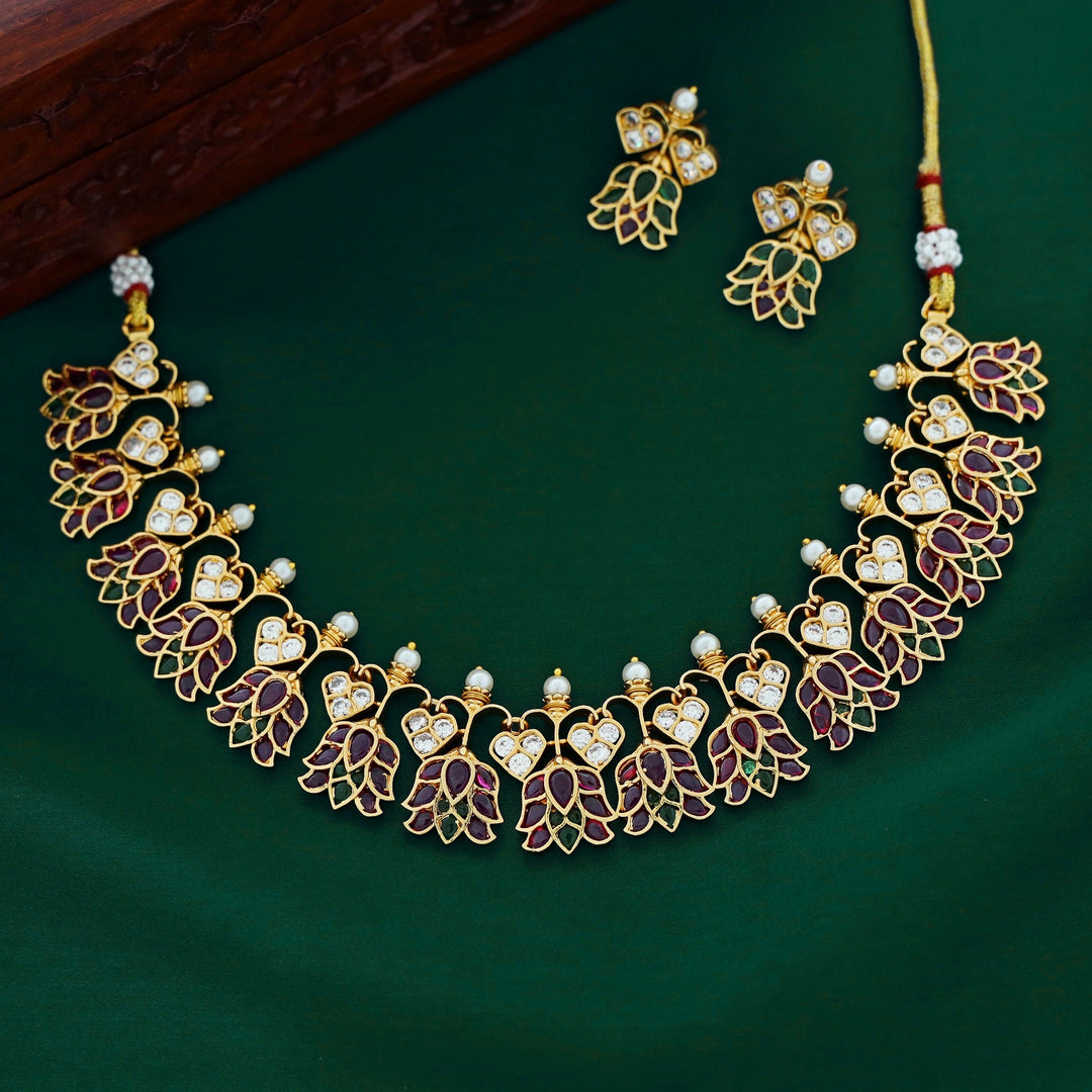 Vedic Lotus Heart Neckpiece with Earring