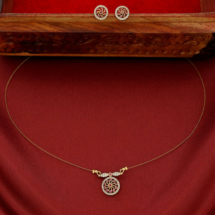 Mudra Circle String Neckpiece With Stud