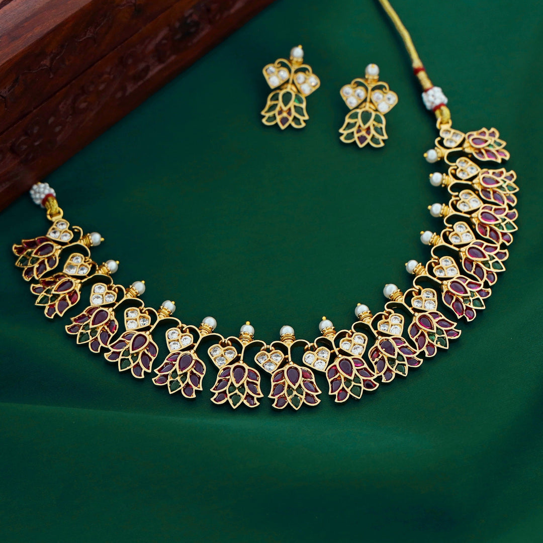 Vedic Lotus Heart Neckpiece with Earring