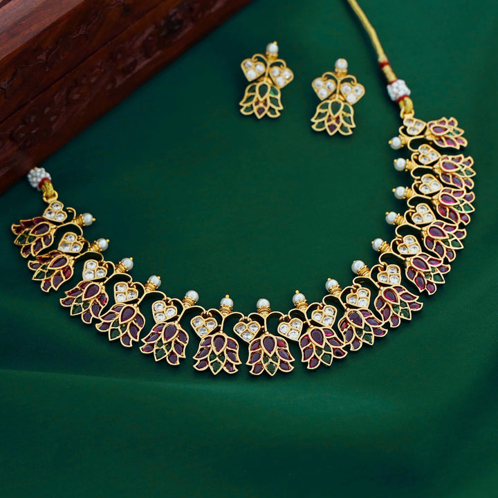 Vedic Lotus Heart Neckpiece with Earring