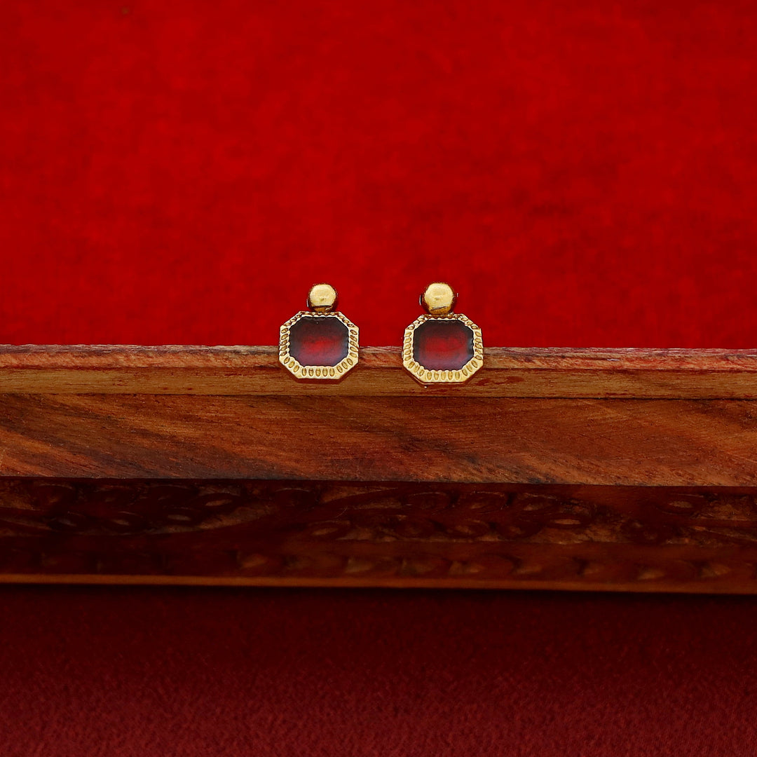 Malavika Golden Octagon Enamel Choker With Stud