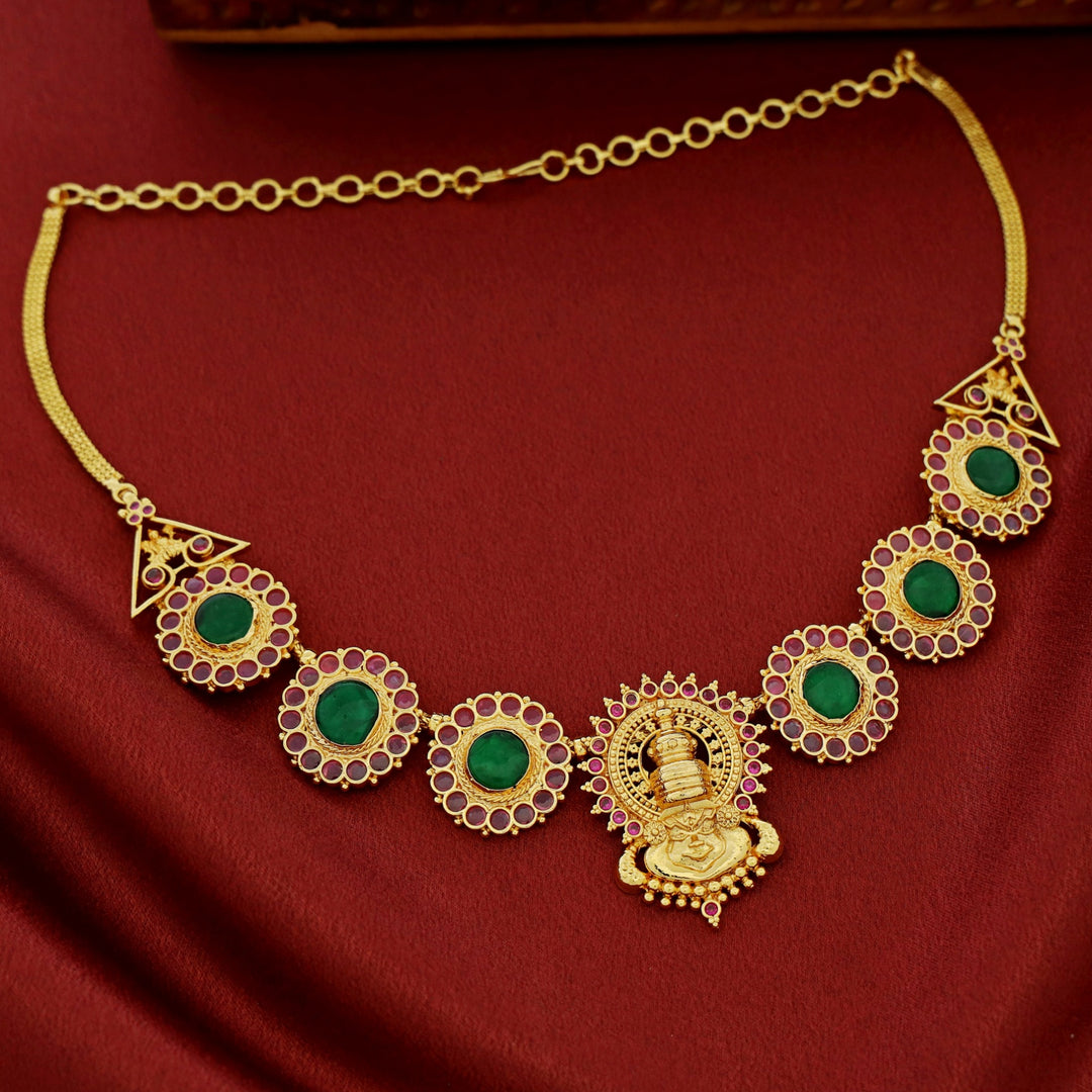 Premium Kadhakali Kemp Stone Short Neckpiece