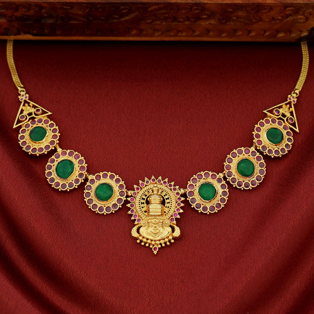 Premium Kadhakali Kemp Stone Short Neckpiece