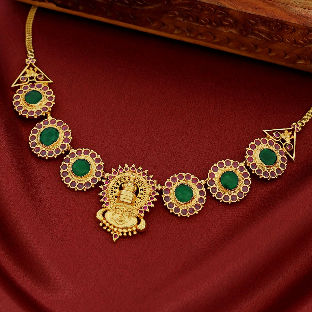 Premium Kadhakali Kemp Stone Short Neckpiece