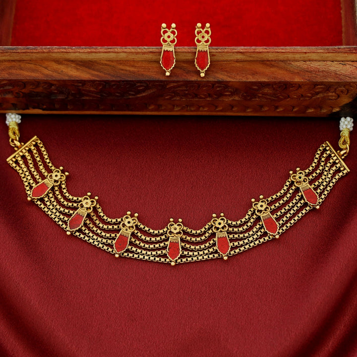 Sita 5 Layer Palakka Choker With Earring