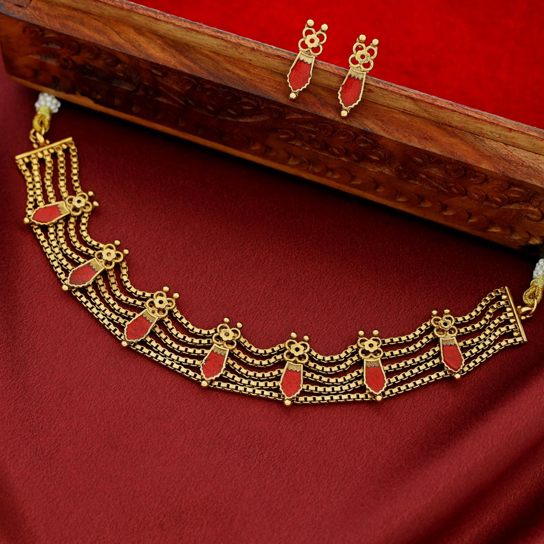 Sita 5 Layer Palakka Choker With Earring