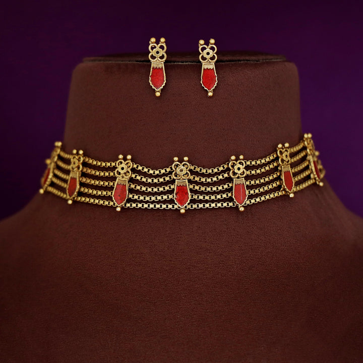 Sita 5 Layer Palakka Choker With Earring