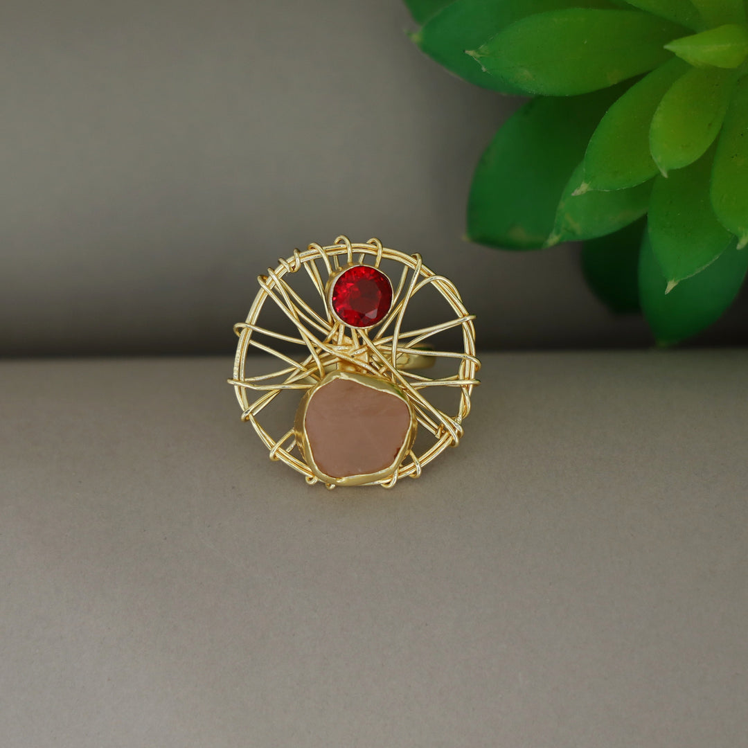 Bianca Wired Glossy + Raw Stone Ring