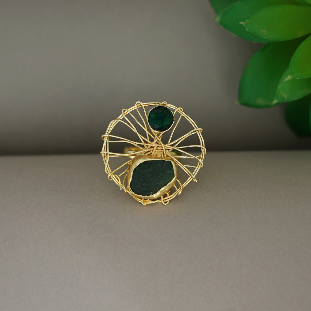 Bianca Wired Glossy + Raw Stone Ring