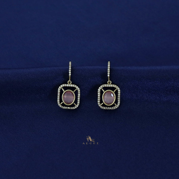 Curved Rectangle Oval Glossy Short Neckpiece with Earring