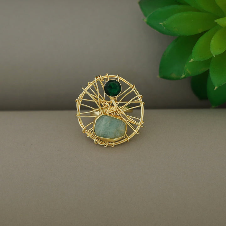 Bianca Wired Glossy + Raw Stone Ring