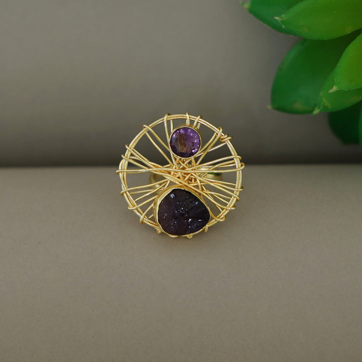 Bianca Wired Glossy + Raw Stone Ring