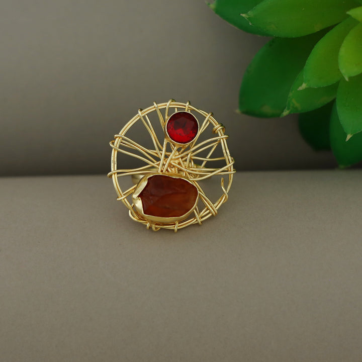 Bianca Wired Glossy + Raw Stone Ring