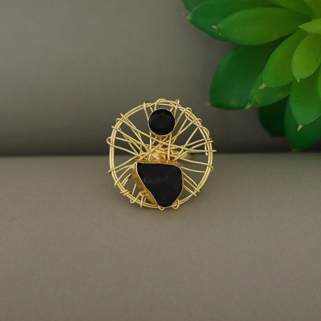 Bianca Wired Glossy + Raw Stone Ring