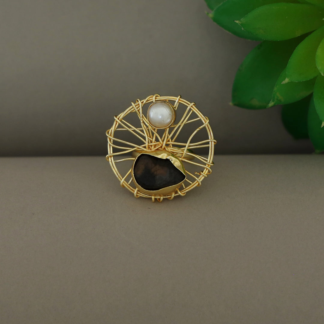 Bianca Wired Glossy + Raw Stone Ring