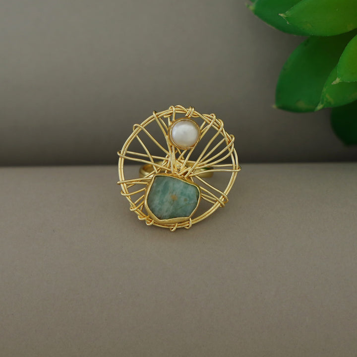 Bianca Wired Glossy + Raw Stone Ring