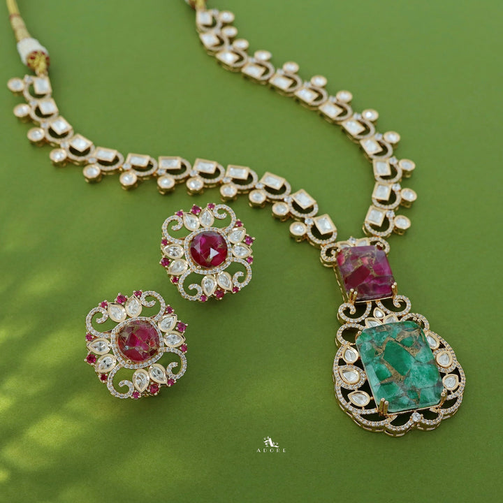 Tarinika Kundan Stone Neckpiece With Earring