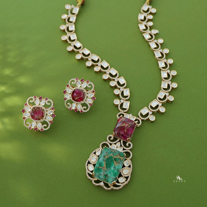 Tarinika Kundan Stone Neckpiece With Earring