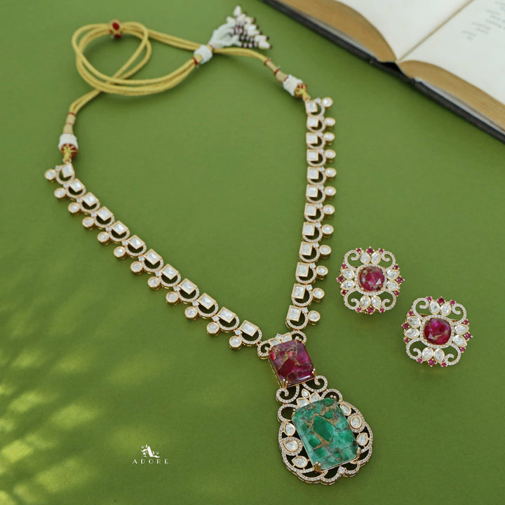 Tarinika Kundan Stone Neckpiece With Earring
