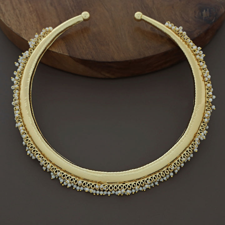 Bhavya Golden Textured Pearl Neck Cuff